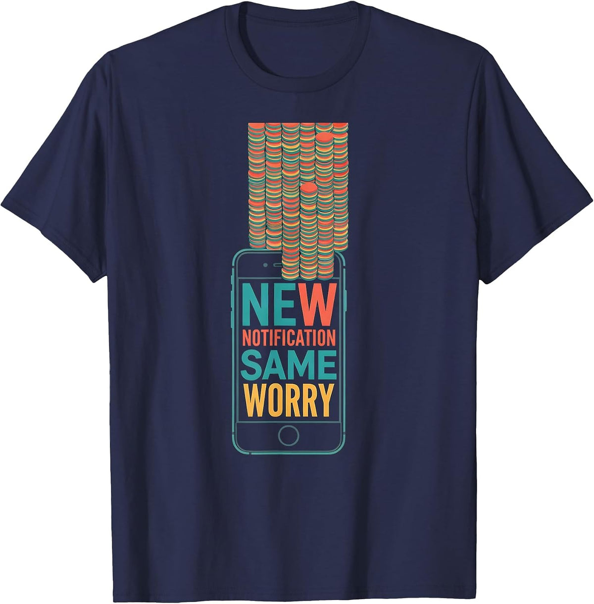 Men's New Notification Same Worry Funny Mental Health Counselor T-Shirt - Navy Blue