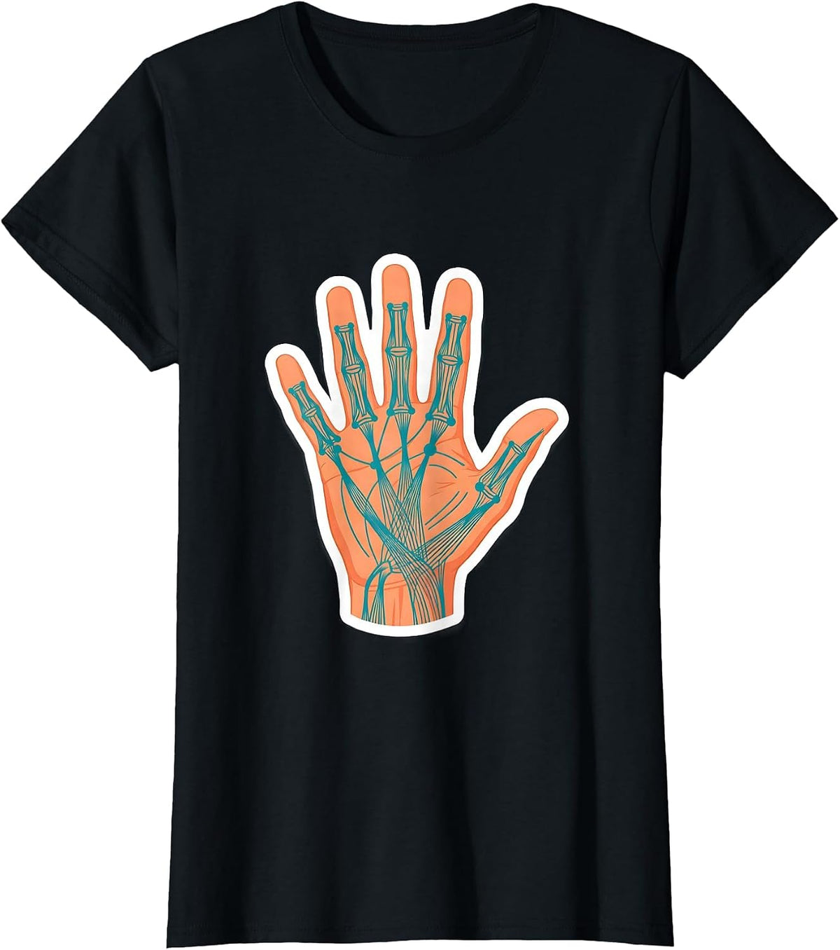 Occupational Therapy Hand Anatomy Illustration T-Shirt - Black