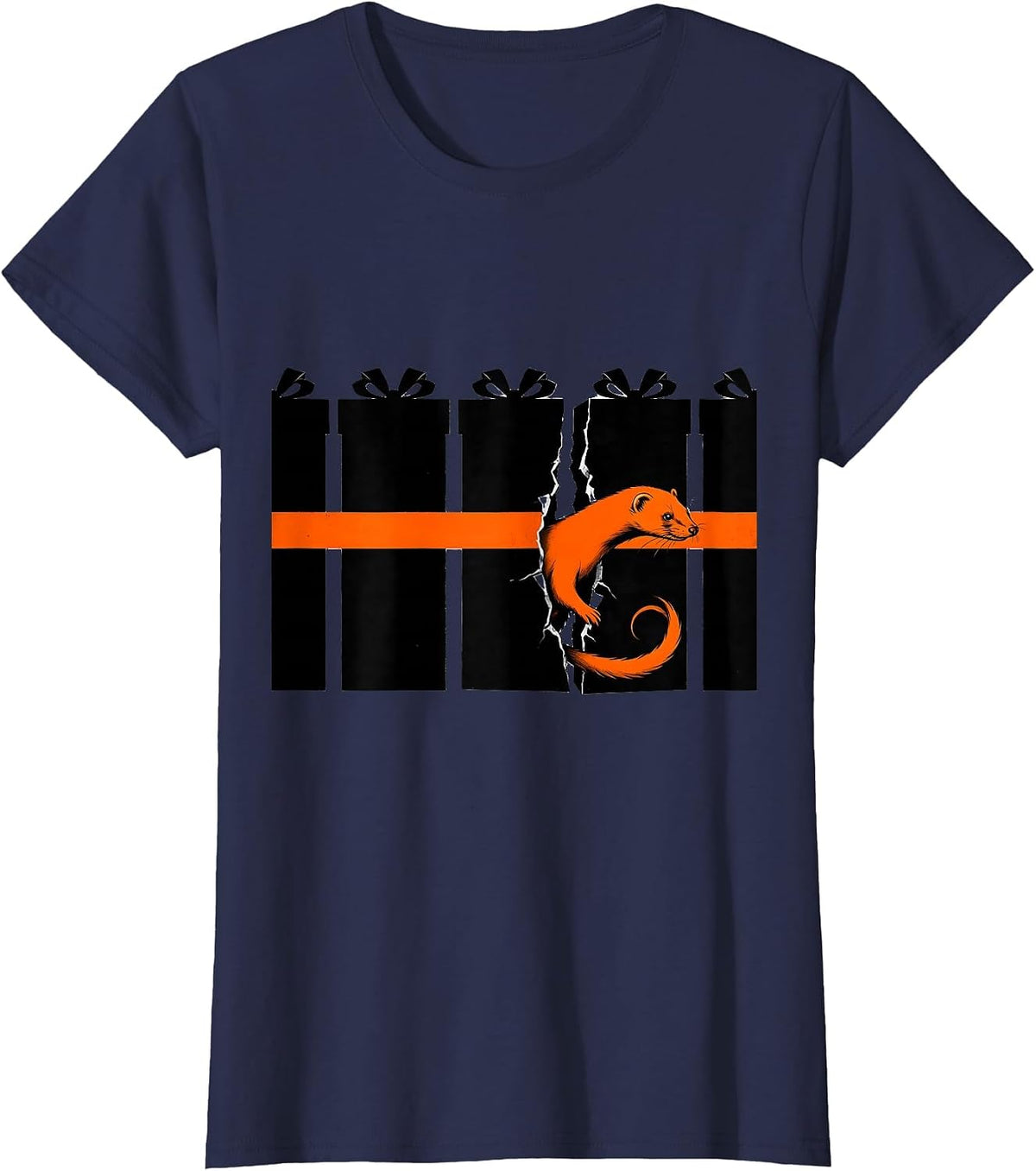 Women's Ferret Burst Gift Humor Ferret Lover Christmas T-Shirt - Navy Blue