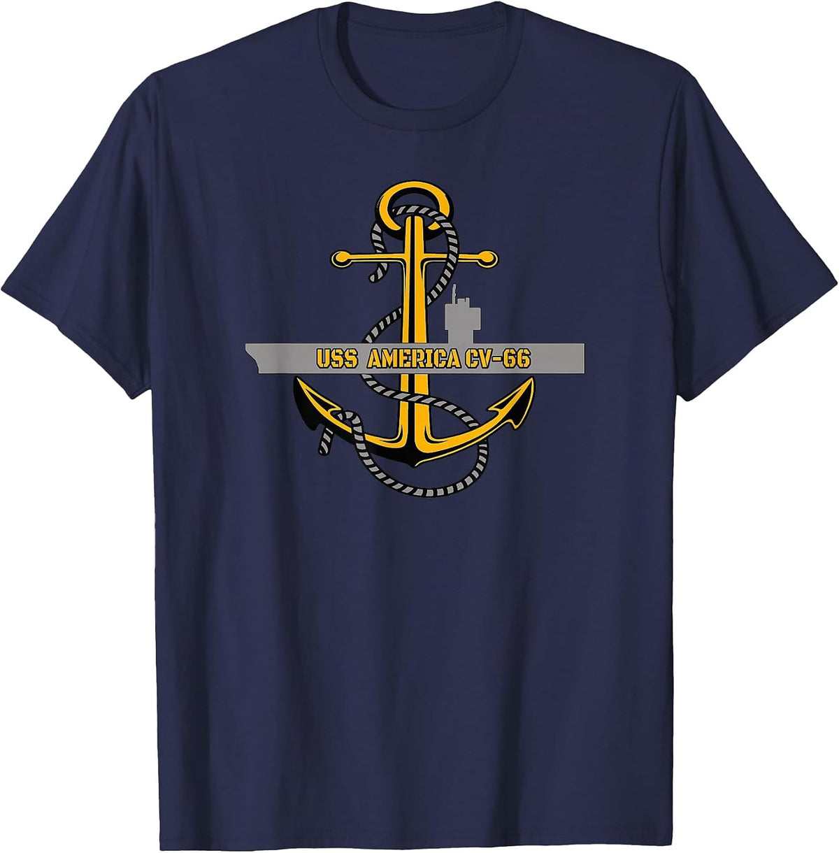 Aircraft Carrier USS America CV-66 Veterans Day Front&Back T-Shirt - Navy Blue