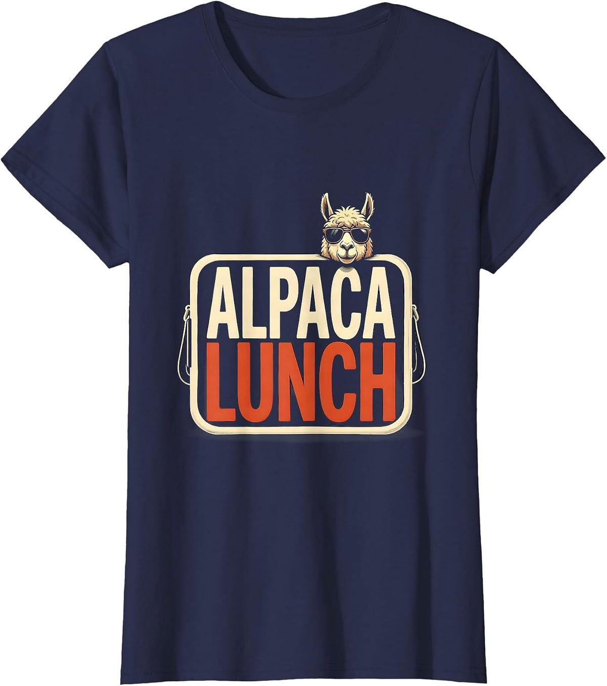 Women's Alpaca Lunch Funny Alpaca Sunglasses Animal Humor Gift T-Shirt - Navy Blue