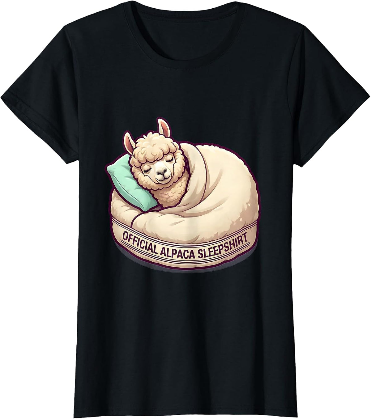 Official Alpaca Sleepshirt Cute Kawaii Animal Lover T-Shirt - Black