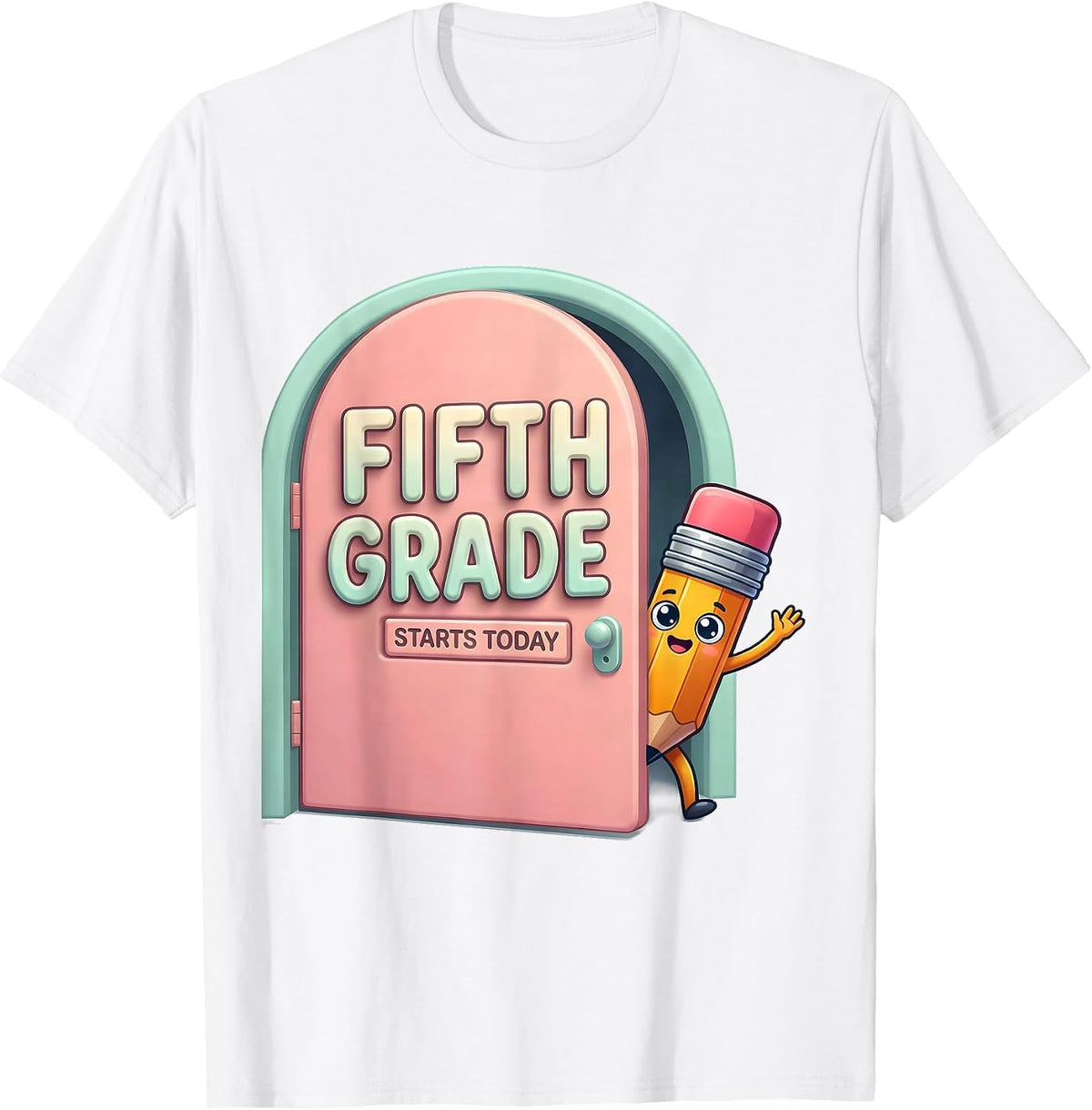 Men's Fifth Grade Starts Today Cute Kawaii Pencil Back to School T-Shirt - White