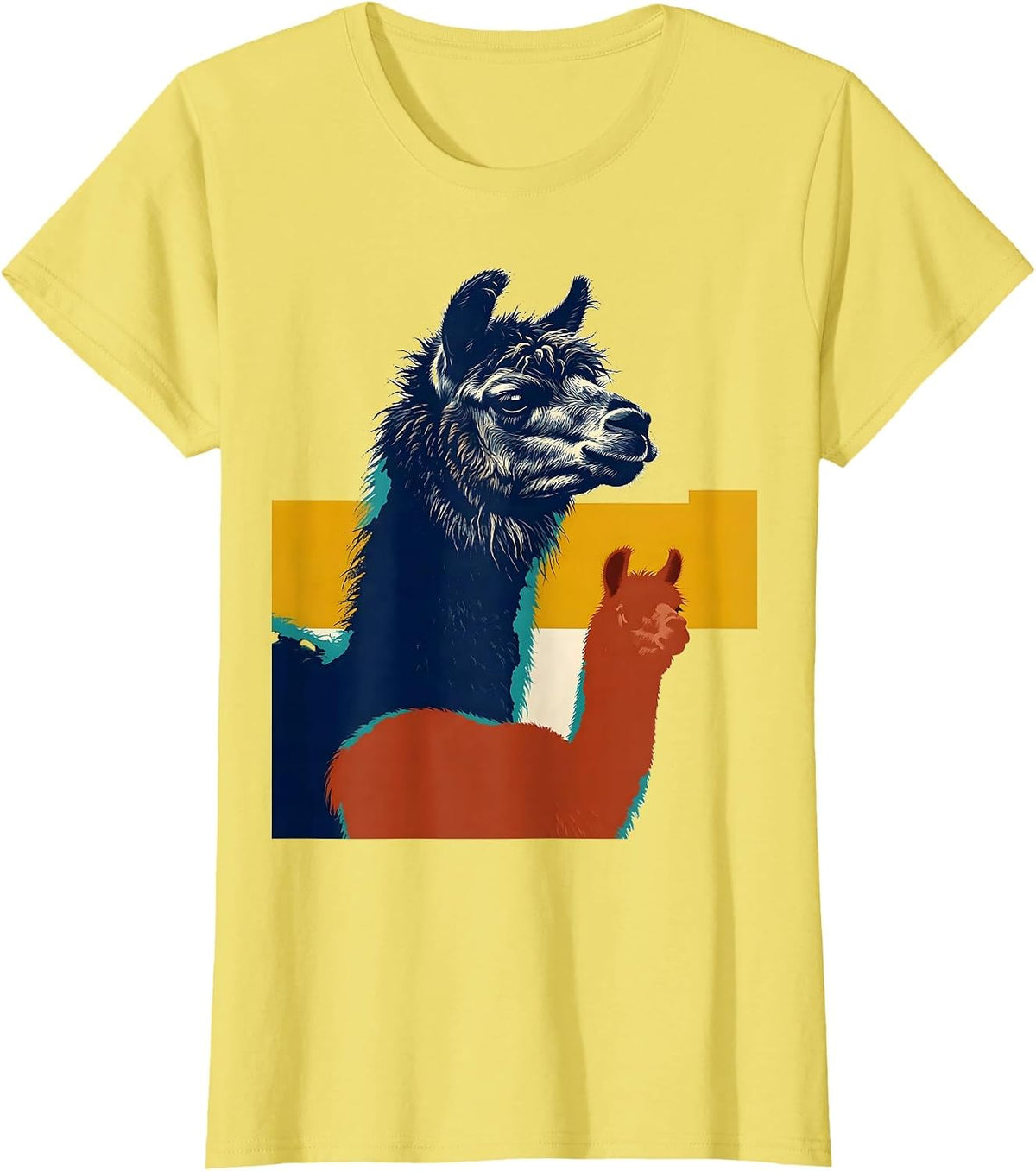 Llama Alpaca Flat-Mass Humor Gift for Animal Lovers T-Shirt - Lemon Yellow