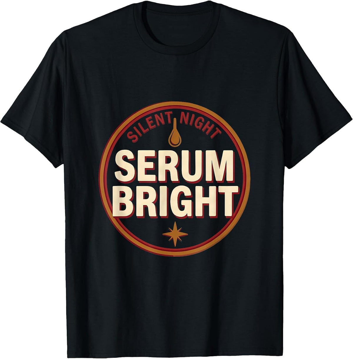 Men's Silent Night Serum Bright Funny Esthetician Dermatology T-Shirt - Black