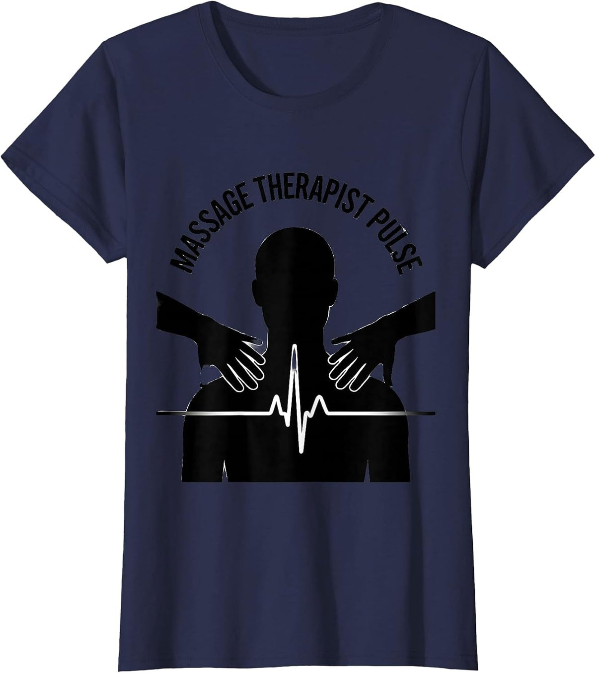 Women's Massage Therapist Pulse Occupational Pride EKG Pulse T-Shirt - Navy Blue
