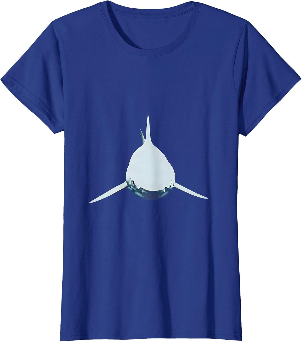 Women's Shark Cutting Through Dark Ocean Waters T-Shirt - Royal Blue