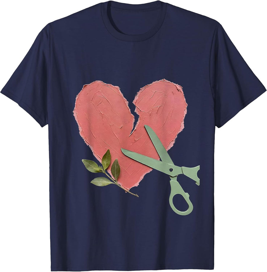 Preschool Teacher Construction Paper Heart Design T-Shirt - Navy Blue