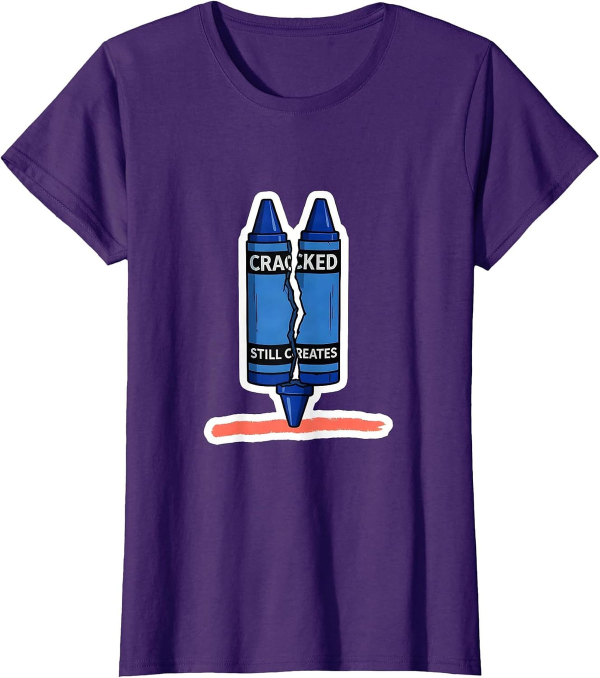Women's Cracked Still Creates Inspirational Teacher Mental Health T-Shirt - Purple