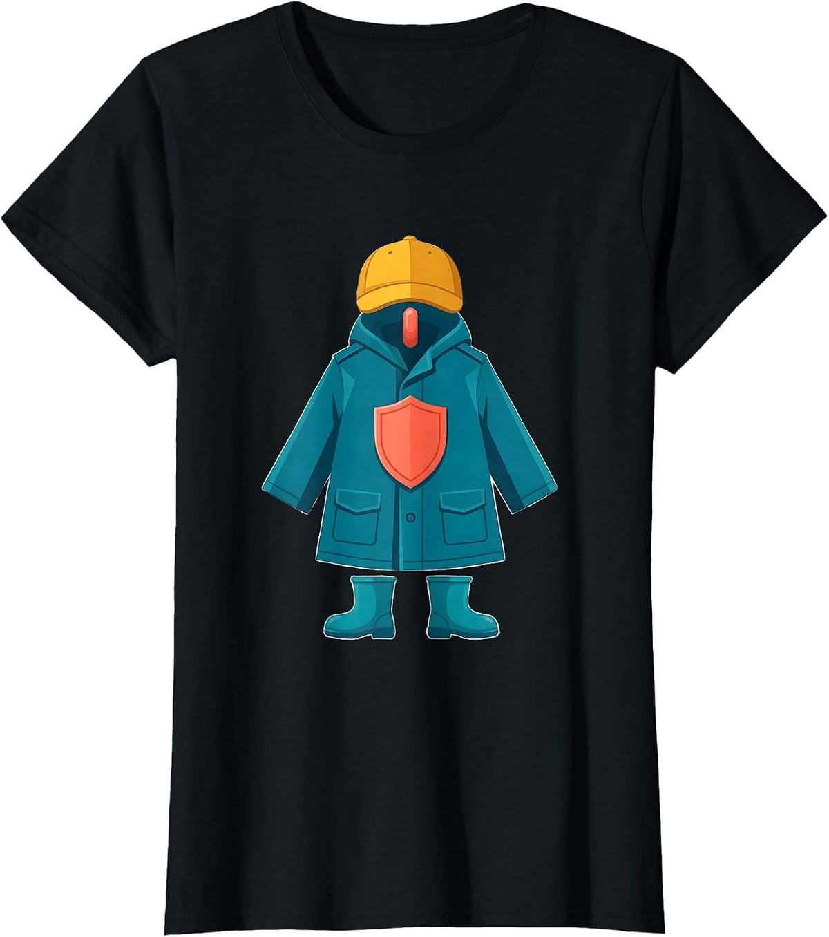 Police Raincoat Costume Kids Officer Playwear T-Shirt - Black