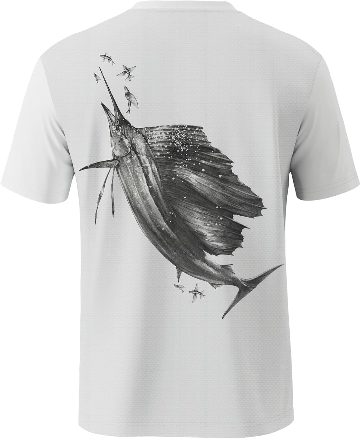 Palmyth Men's Fishing Shirt Short Sleeve UPF50+ Quick-Dry T-Shirts - White \/ Sailfish