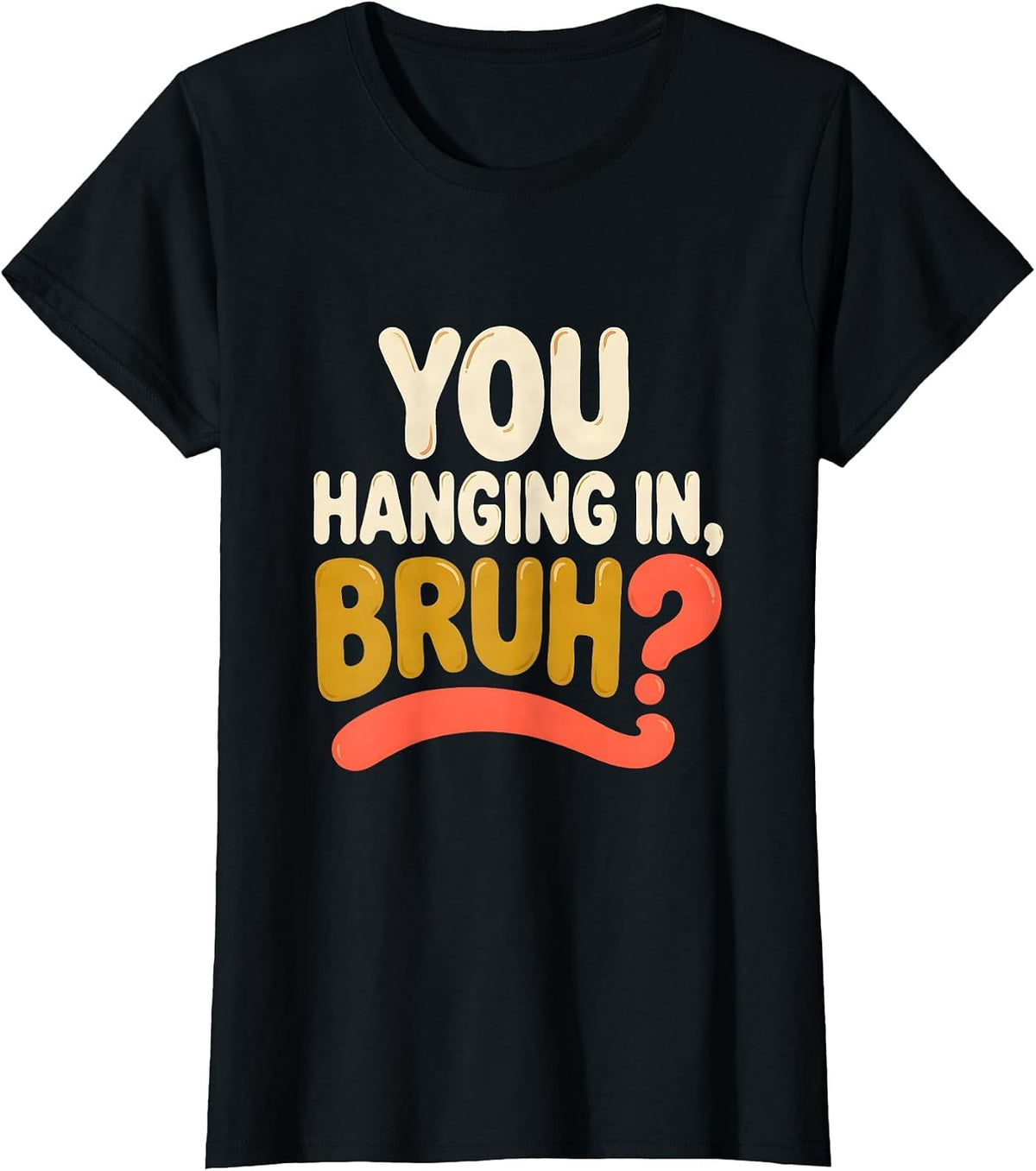 Women's You Hanging In, Bruh? Retro 70s Mental Health Counselor T-Shirt - Black