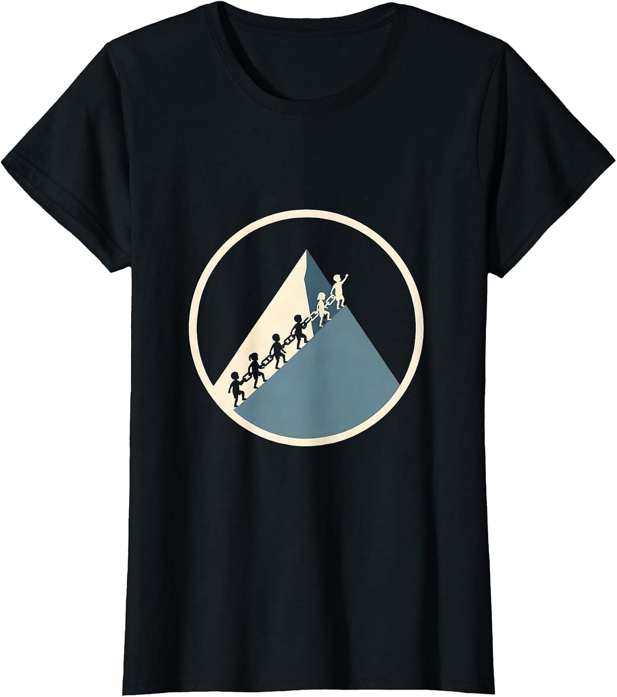 Special Education Diverse Kids Climbing Mountain Together T-Shirt - Black