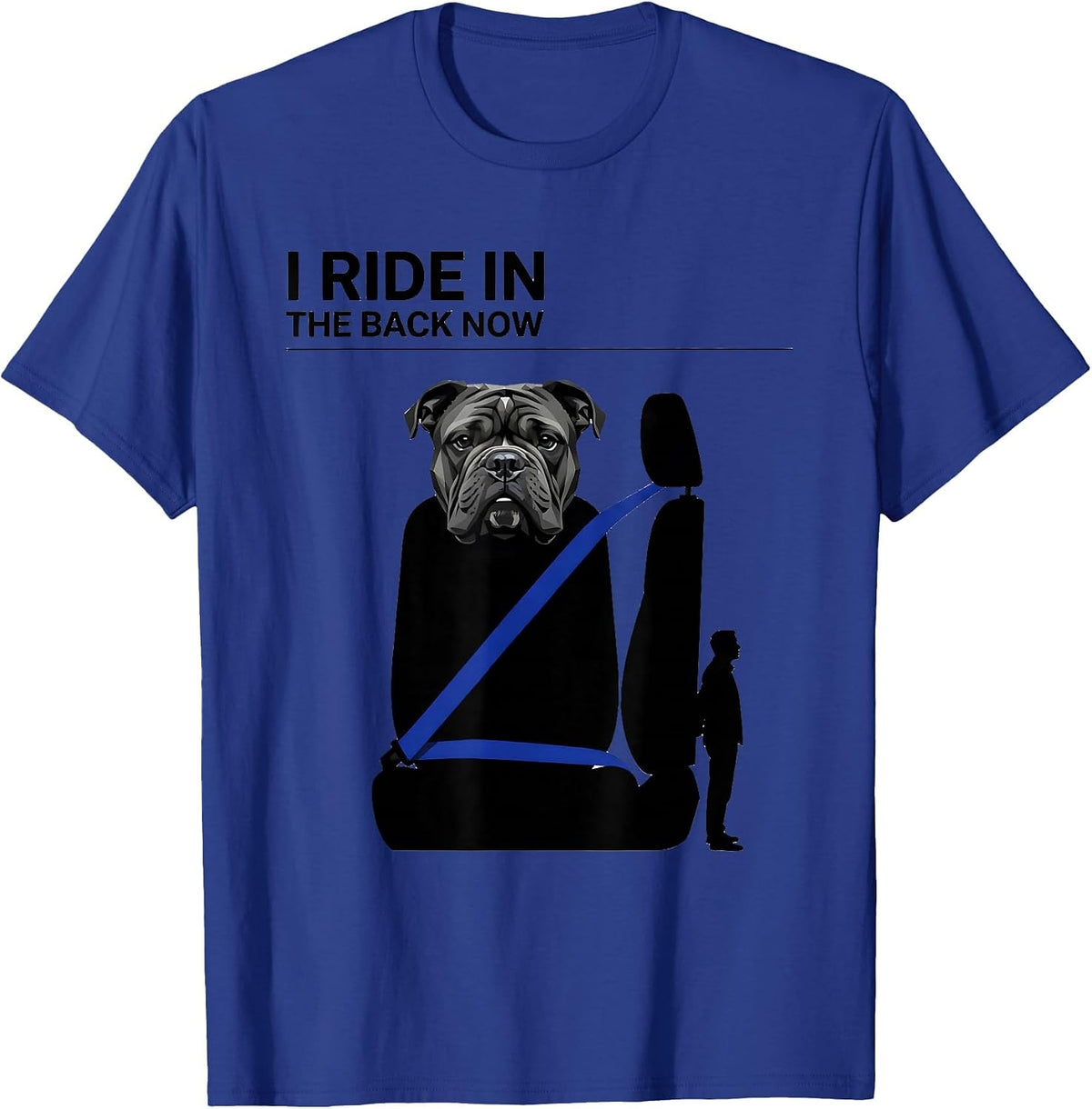 I Ride In The Back Now Funny Pitbull Dog Mom Humor T-Shirt - Royal Blue