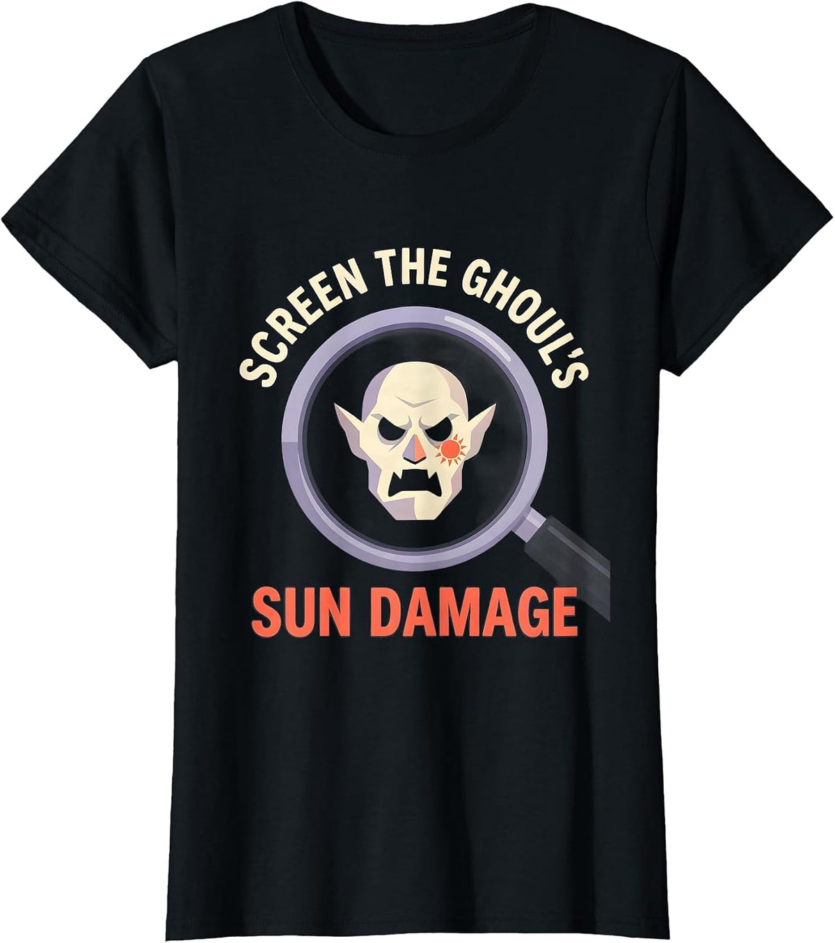 Screen The Ghoul's Sun Damage Funny Dermatology Halloween T-Shirt - Black