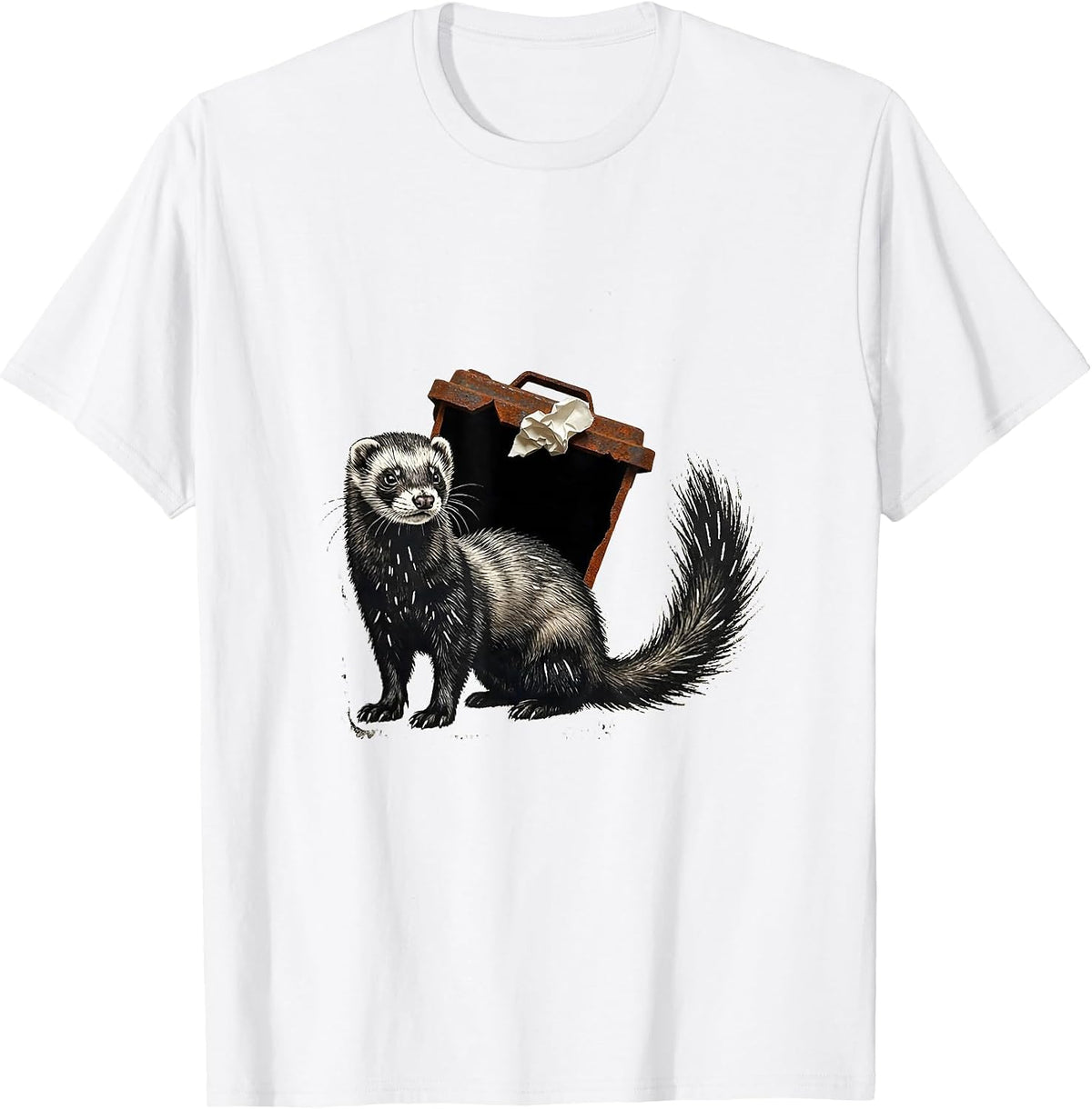 Men's Ferret In Recycling Bin Funny Ferret Lover Gift T-Shirt - White