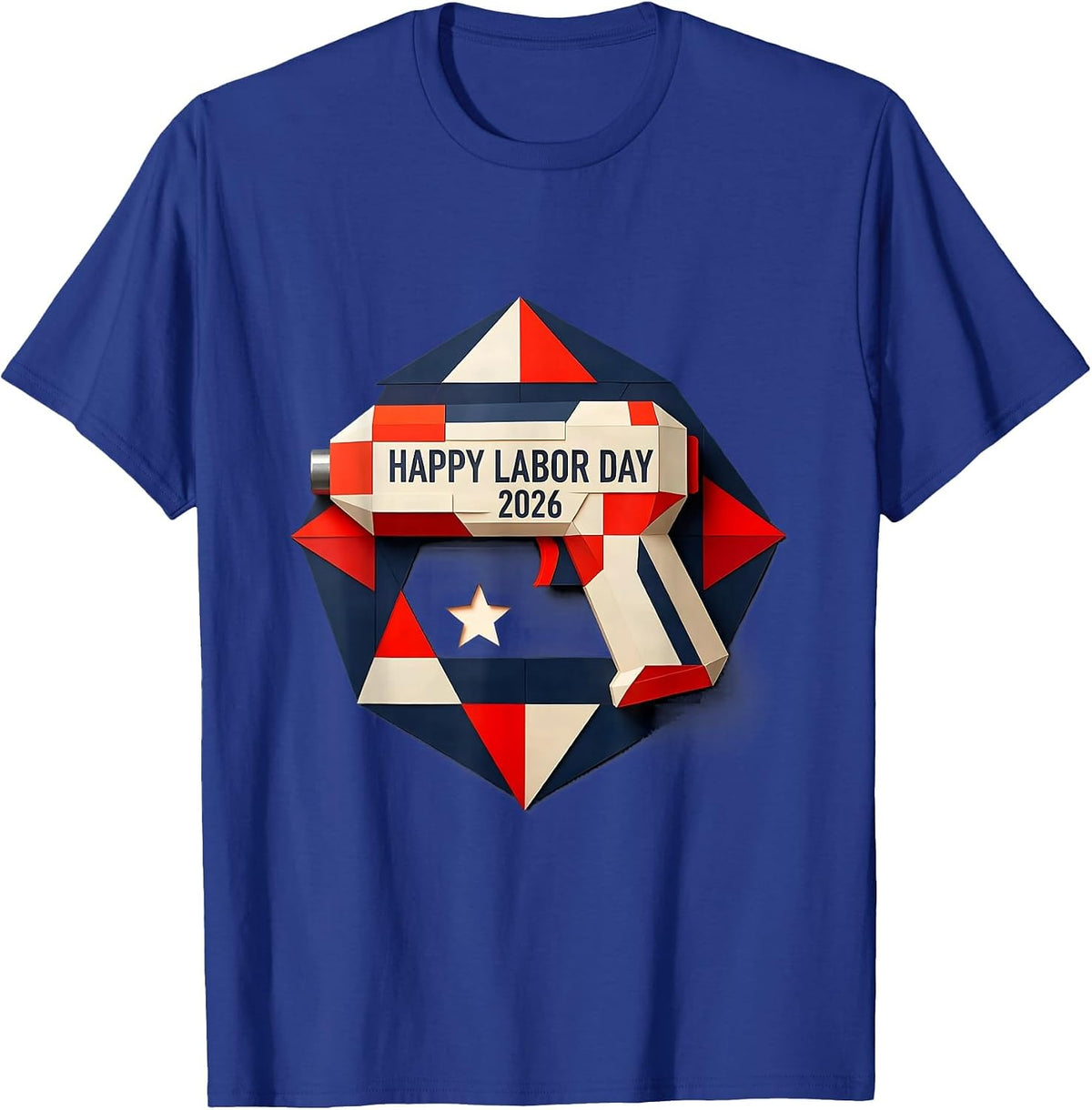 Men's Happy Labor Day 2026 Patriotic Union Pride Quilt Block T-Shirt - Royal Blue