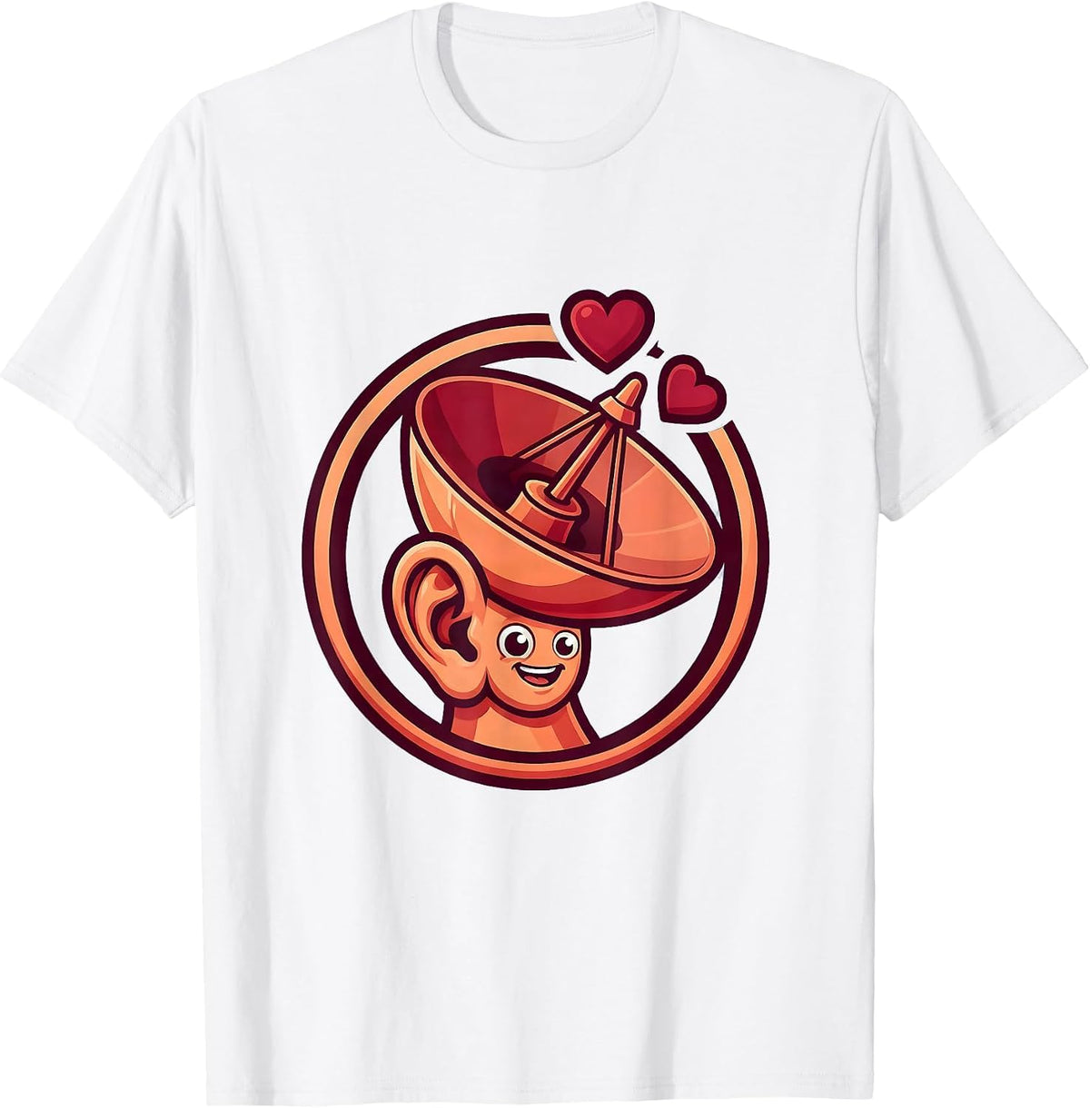 Men's Rizz Em With The Tism Ear Satellite Dish Hearts T-Shirt - White