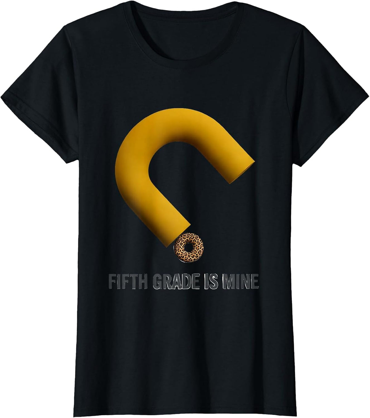 Women's Fifth Grade Is Mine Midcentury Modern Leopard Print Teacher T-Shirt - Black