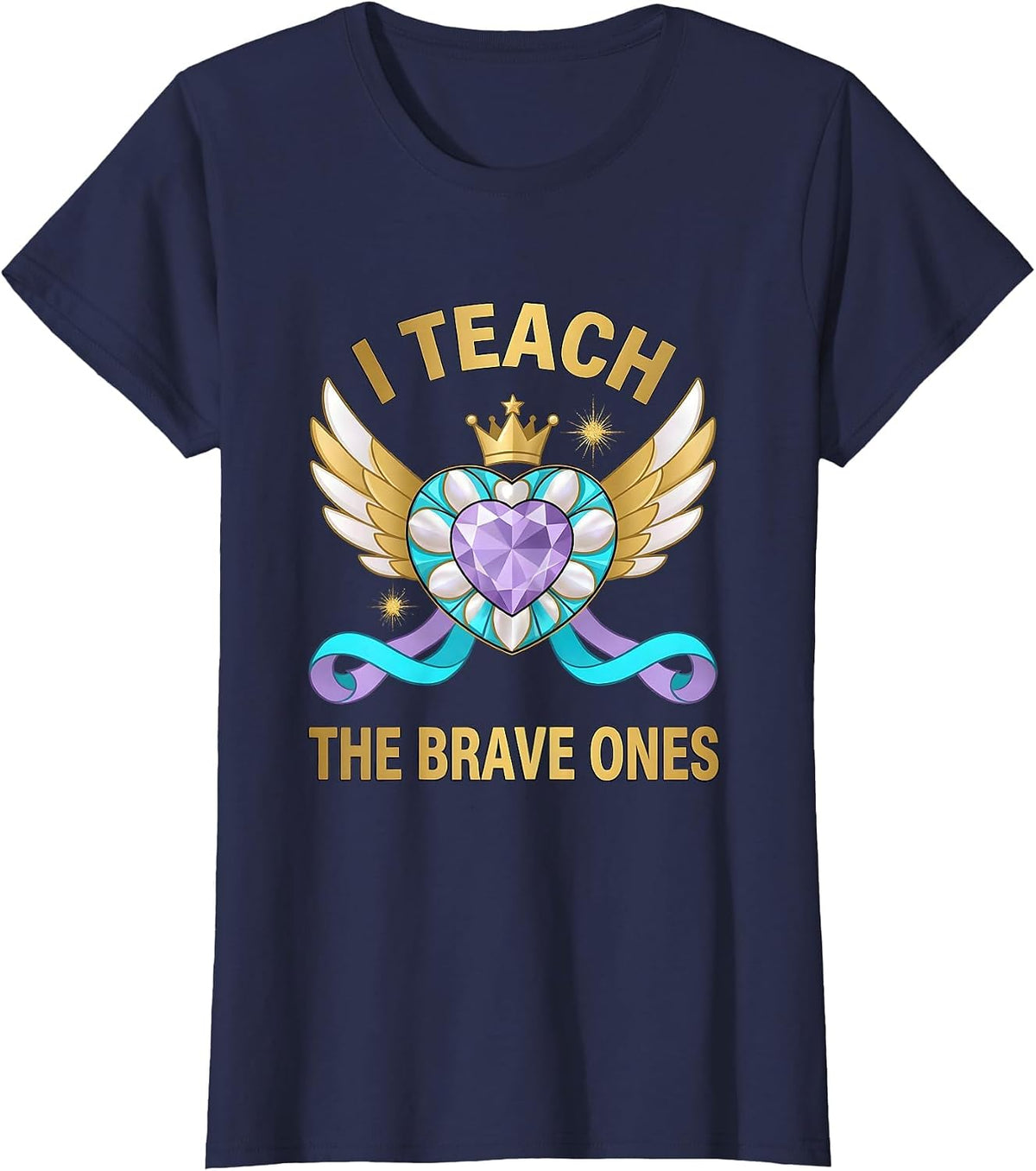 Women's I Teach The Brave Ones Special Education Teacher T-Shirt - Navy Blue