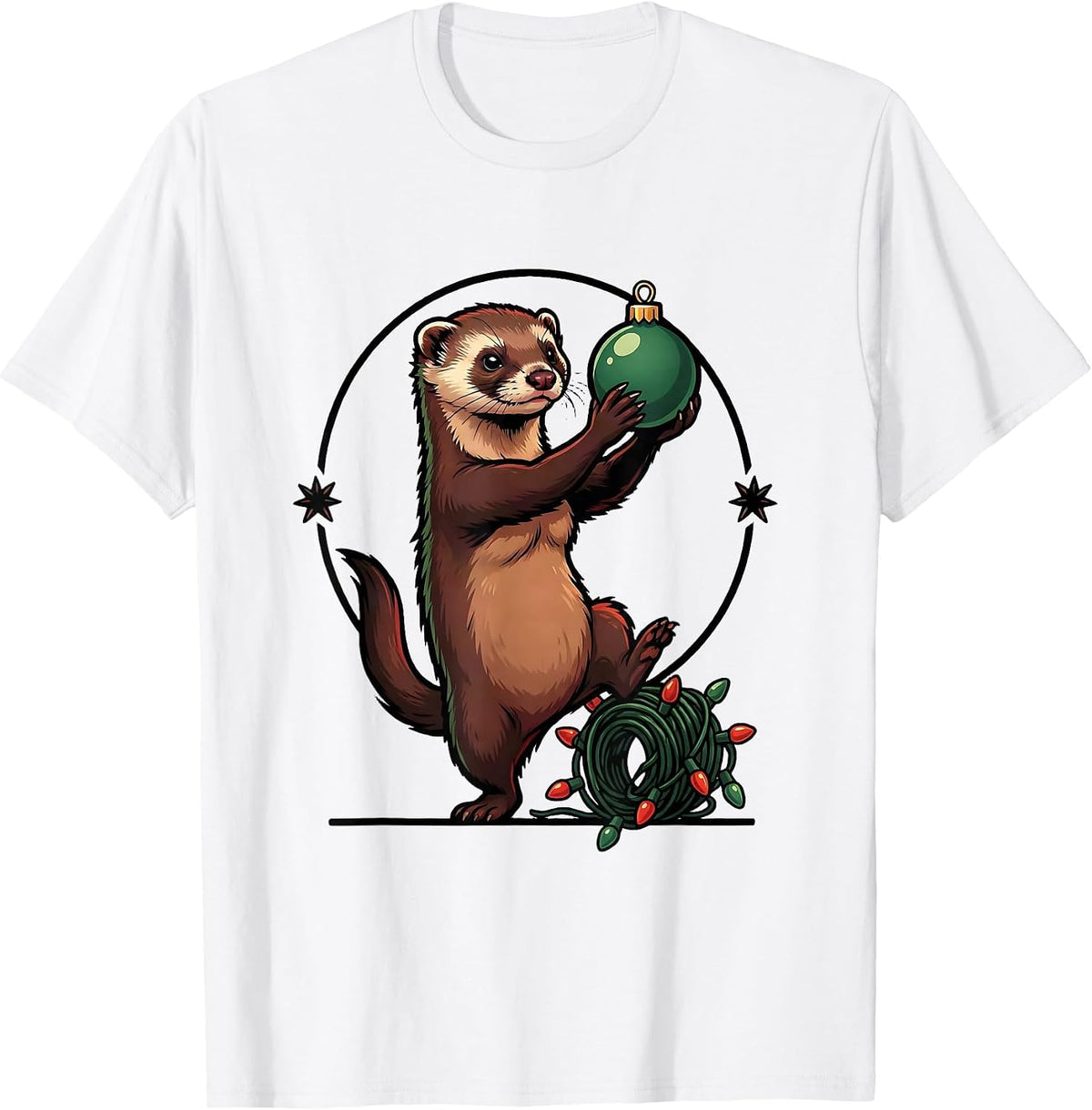 Men's Ferret Steals Ornament Cartoon Ferret Lover Humor Gift T-Shirt - White