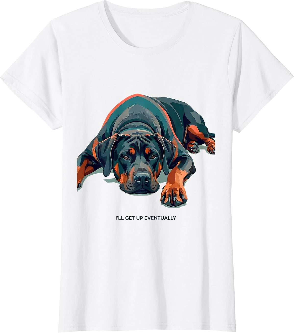 Women's I’ll Get Up Eventually Rhodesian Ridgeback Dog Lover Humor T-Shirt - White