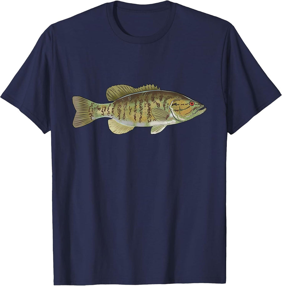 Smallmouth Bass Fisherman Freshwater Fish-ing Angler T-Shirt - Navy Blue