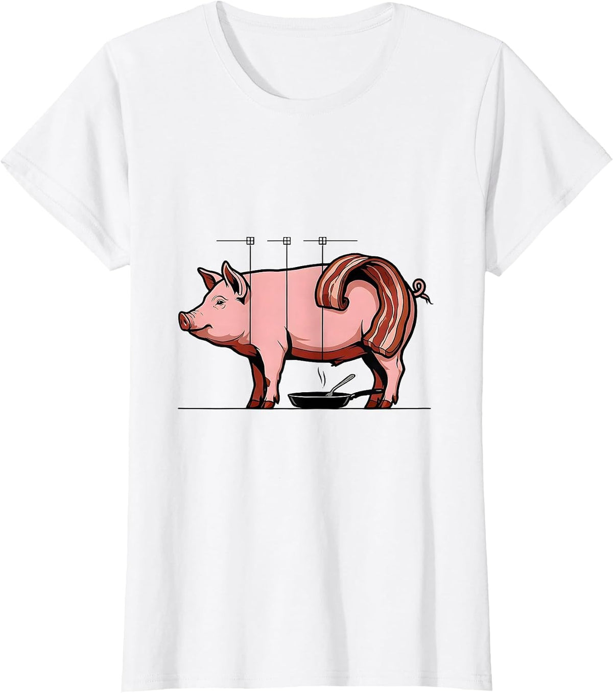 Pig Bacon Diagram Funny Food Lover Gift T-Shirt - White
