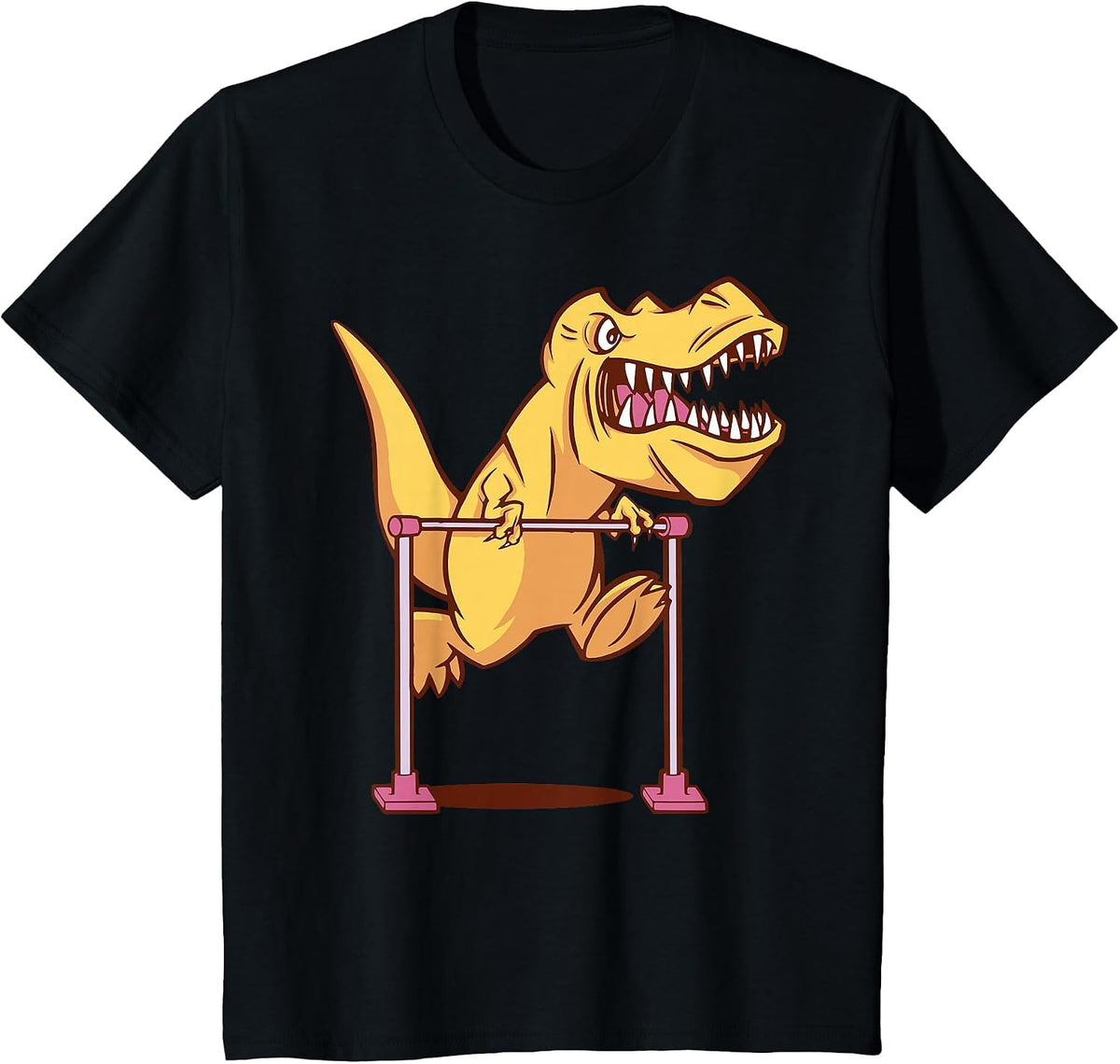 Dinosaur Gymnastics Bar Sports for Men Women Children T-Shirt - Black