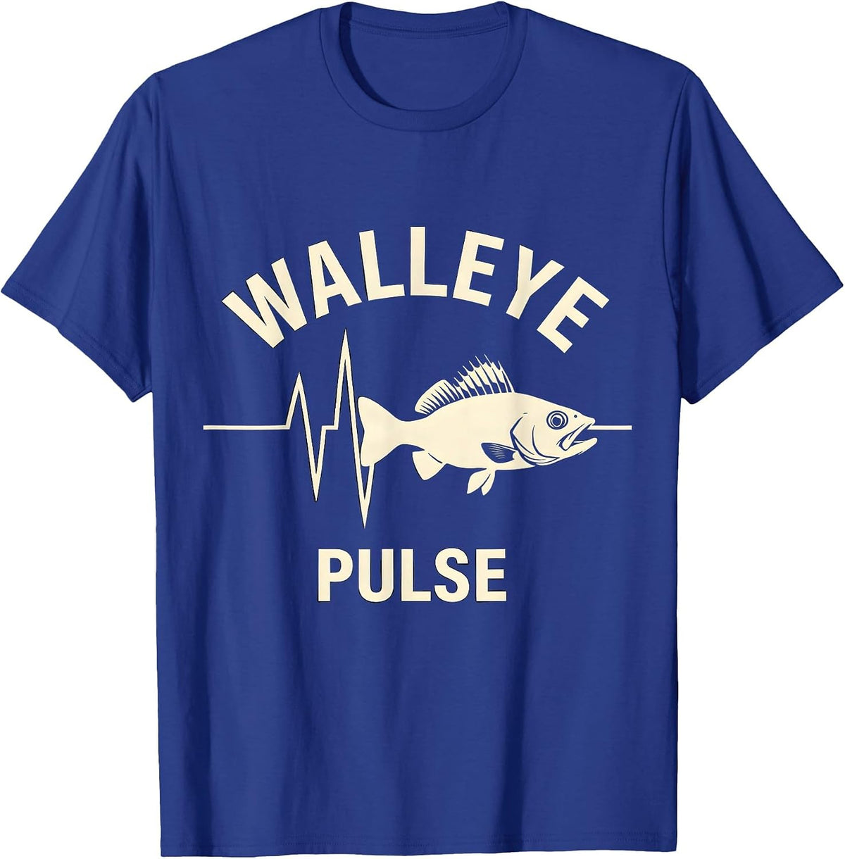 Walleye Pulse Silhouette Freshwater Fish Angler Humor T-Shirt - Royal Blue