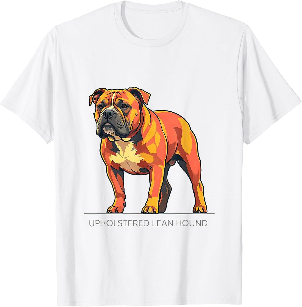 Men's Upholstered Lean Hound Funny Pit Bull Dog Mom Humor T-Shirt - White