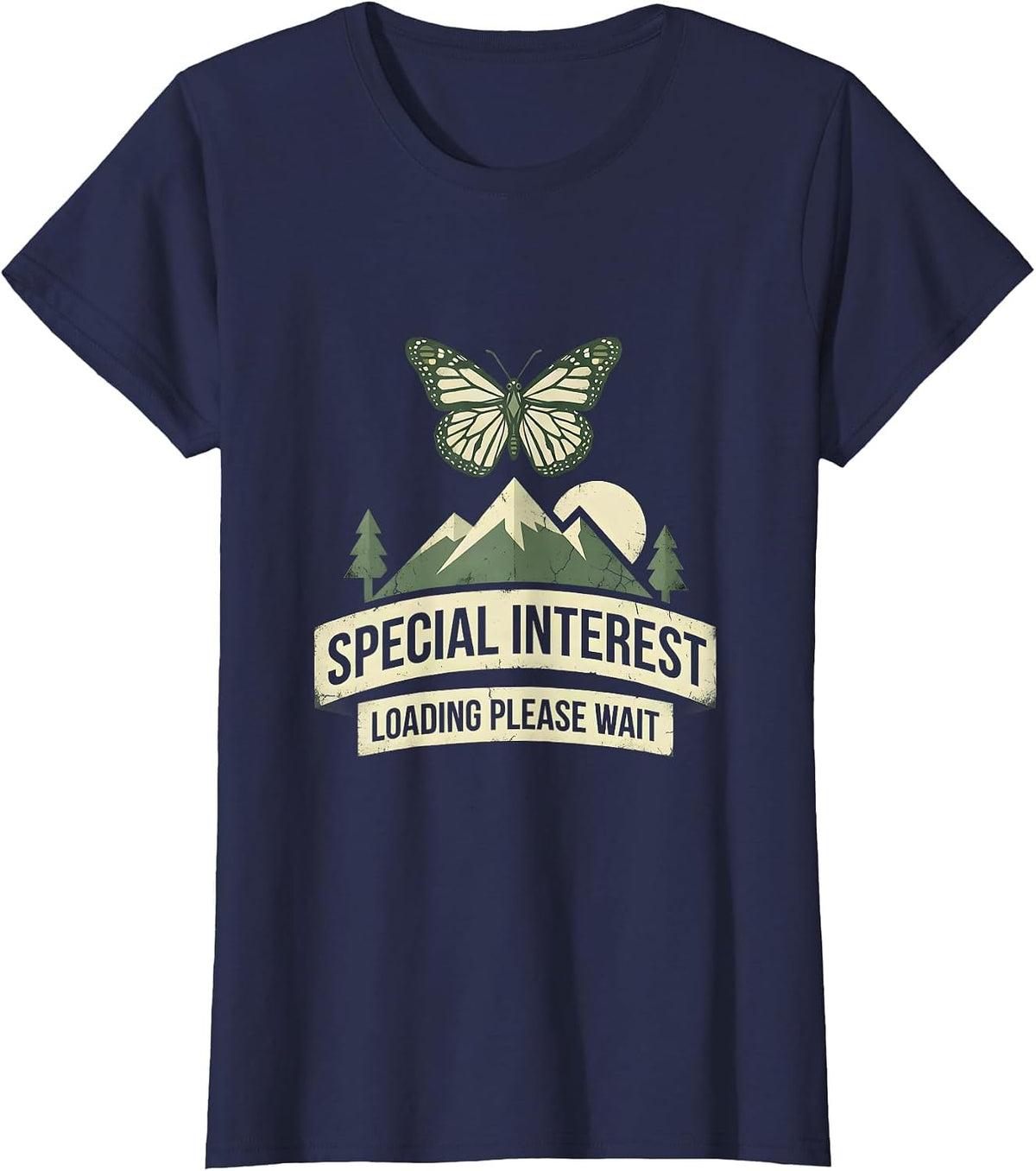 Women's Special Interest Loading Please Wait Autism Design T-Shirt - Navy Blue