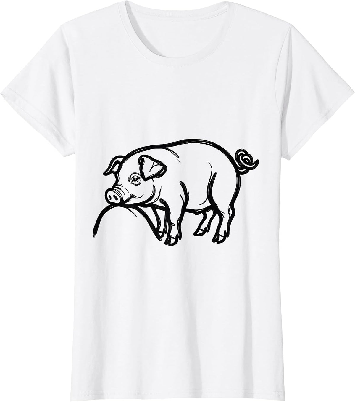 Piglet Line Art Funny Pig Lover Halloween Costume T-Shirt - White