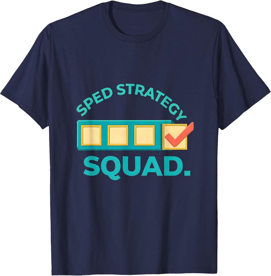 SPED Strategy Squad Funny Special Education Teacher Squad T-Shirt - Navy Blue