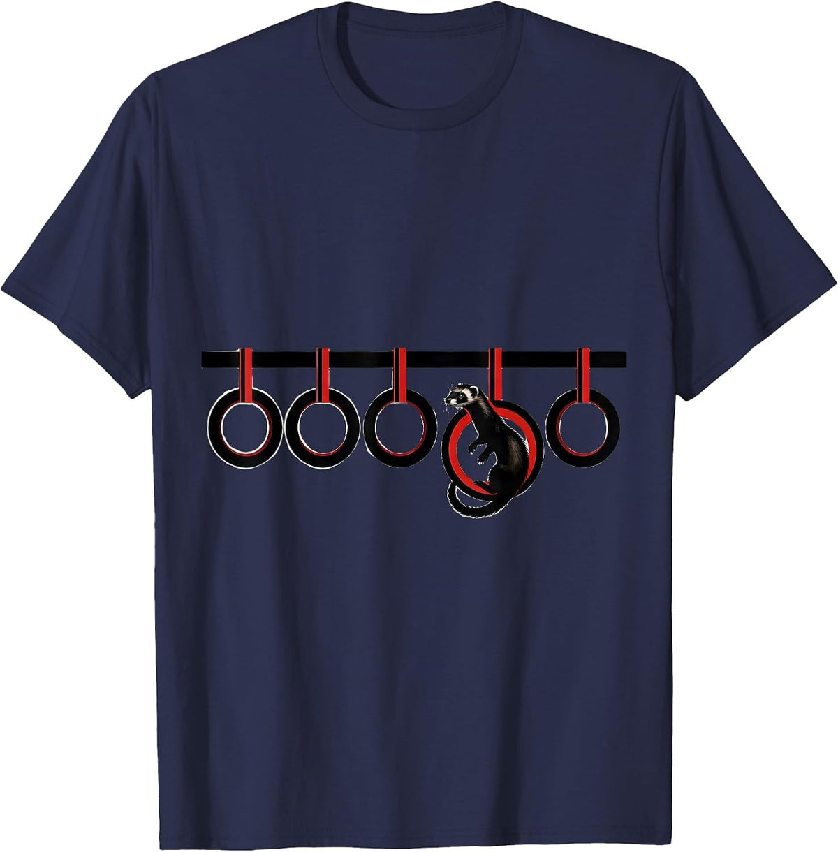 Men's Ferret Rail Ring Coiled Ferret Humor Christmas T-Shirt - Navy Blue