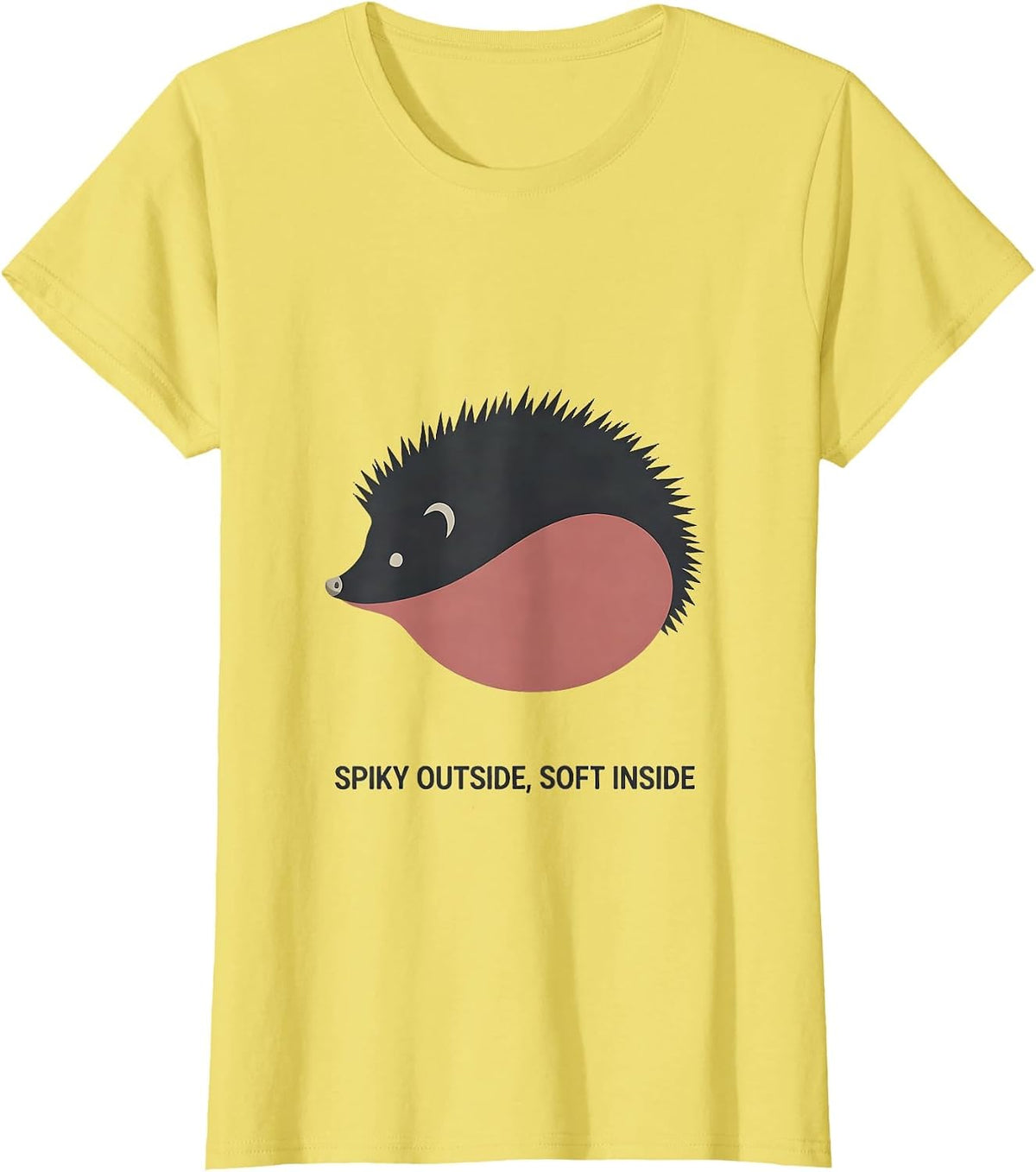 Spiky Outside, Soft Inside Funny Hedgehog Lover Cute Novelty T-Shirt - Lemon Yellow