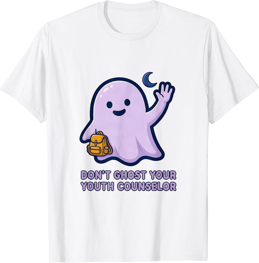 Men's Don't Ghost Your Youth Counselor Funny Mental Health T-Shirt - White