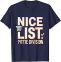 Nice List Pittie Division Funny Pitbull Lover Christmas T-Shirt - Navy Blue