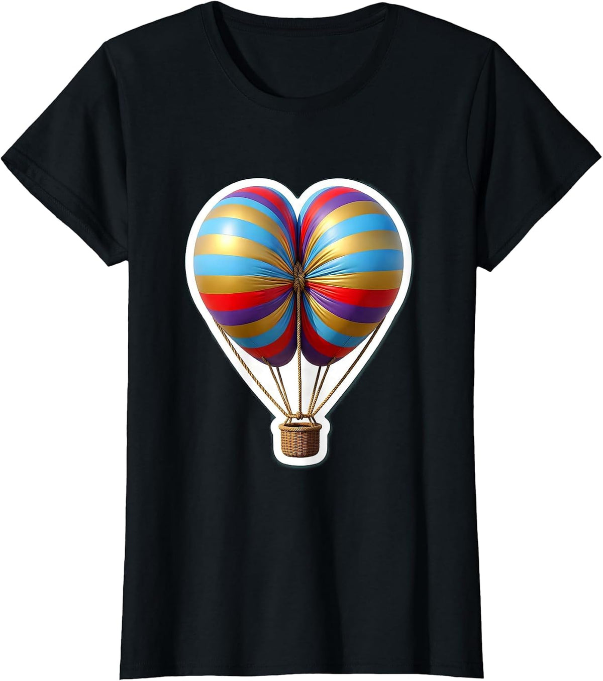 Women's Down Syndrome Awareness Hot Air Balloon Chromosome T-Shirt - Black