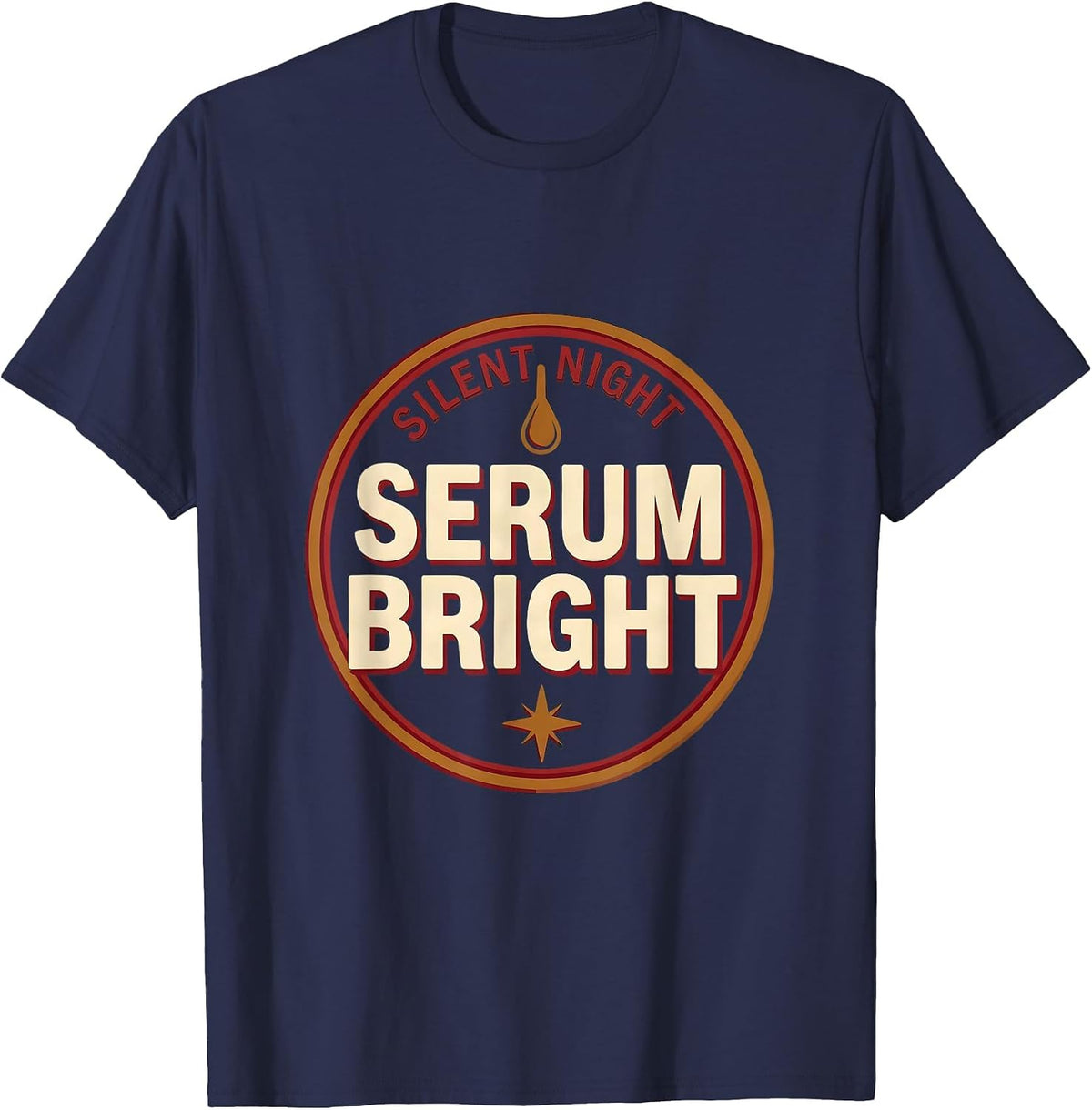 Men's Silent Night Serum Bright Funny Esthetician Dermatology T-Shirt - Navy Blue