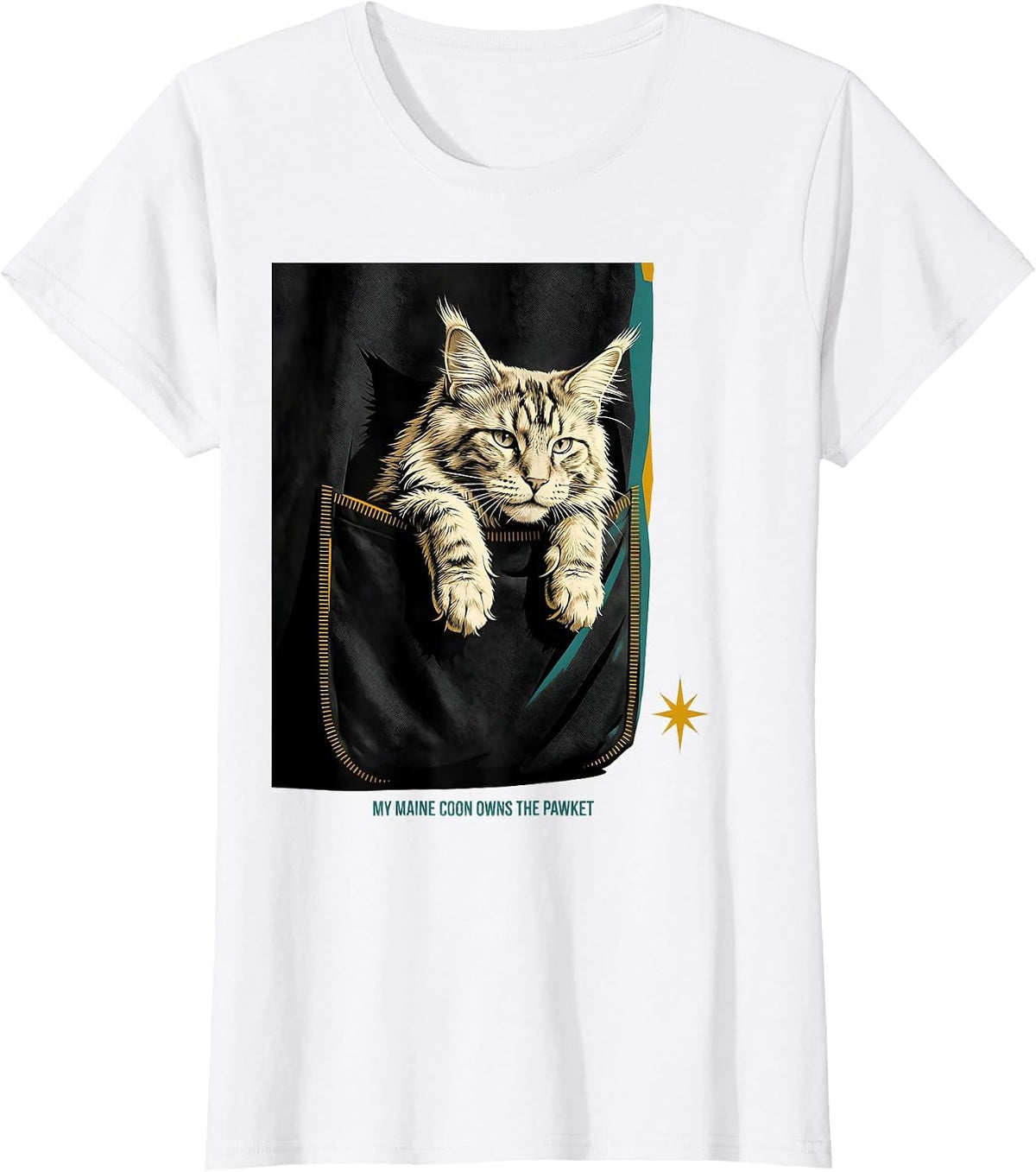 My Maine Coon Owns The Pawket Cute Cat Lover Midcentury T-Shirt - White
