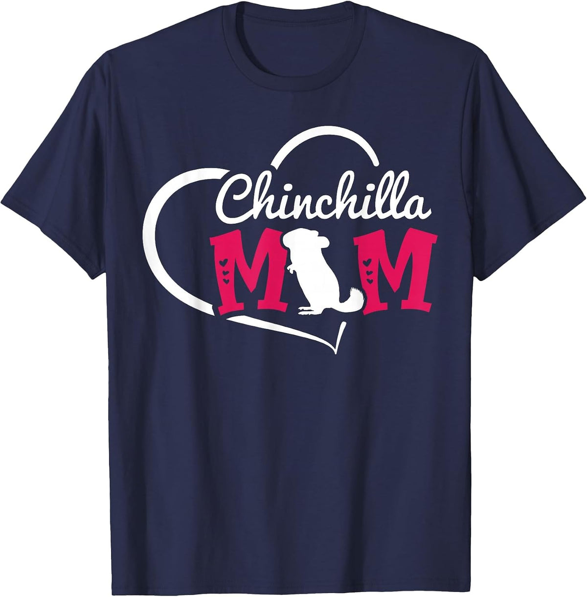 Cute Chinchilla Mom Chinchilla Heart T-Shirt - Navy Blue