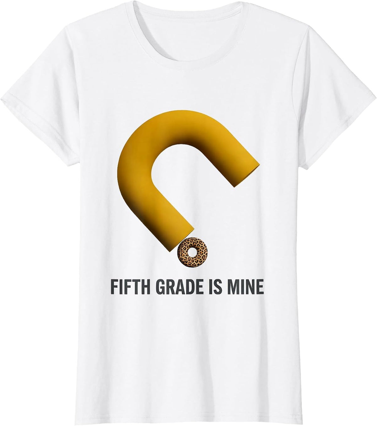 Women's Fifth Grade Is Mine Midcentury Modern Leopard Print Teacher T-Shirt - White