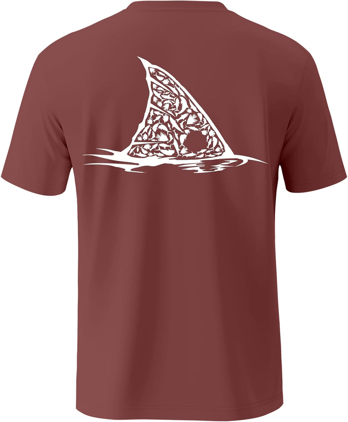 Palmyth Mens Fishing Shirts UPF 50+ Quick Dry Short Sleeve Tee - Vermilion \/ Redfish