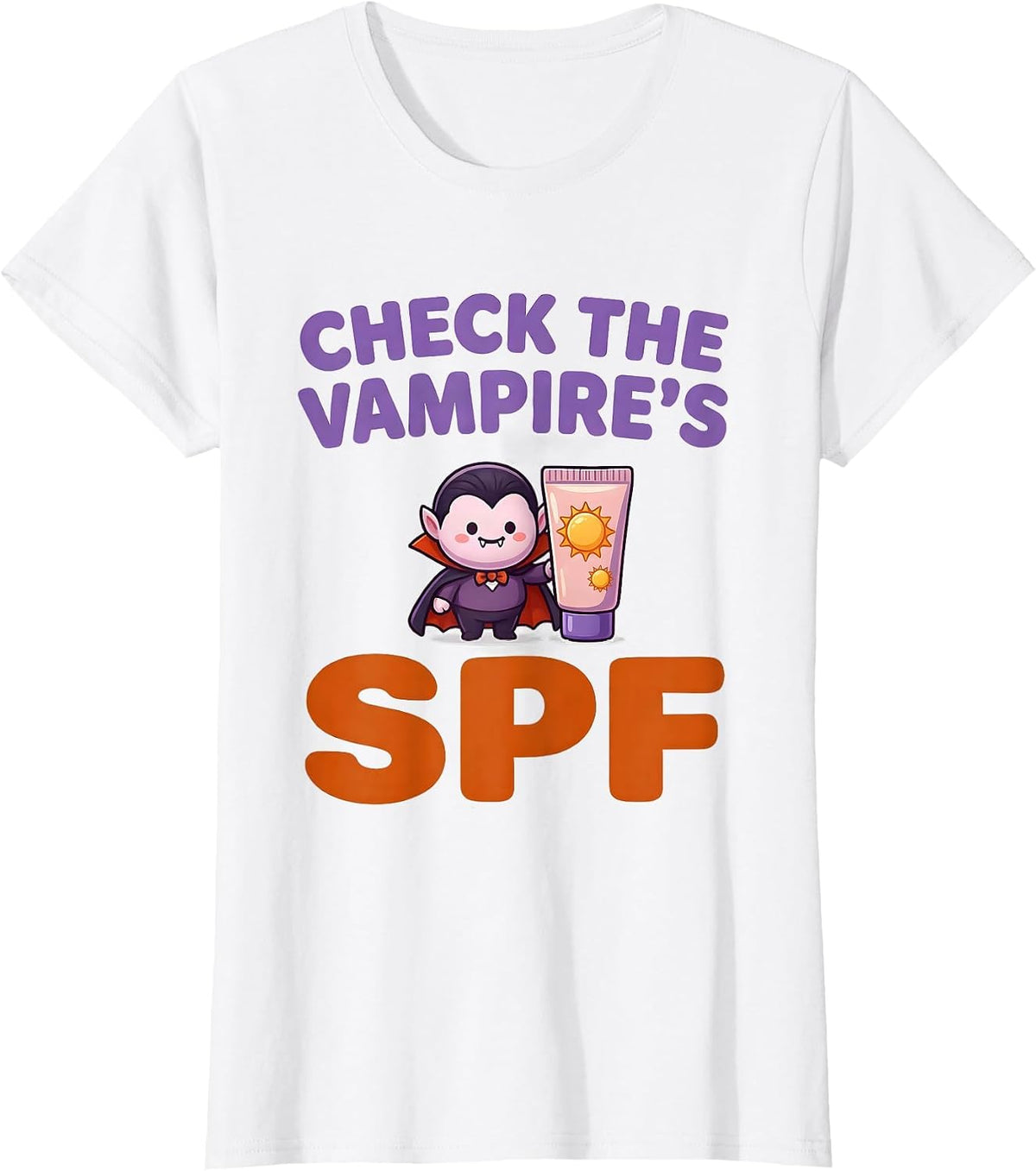 Check The Vampire's SPF Cute Kawaii Halloween Dermatology T-Shirt - White