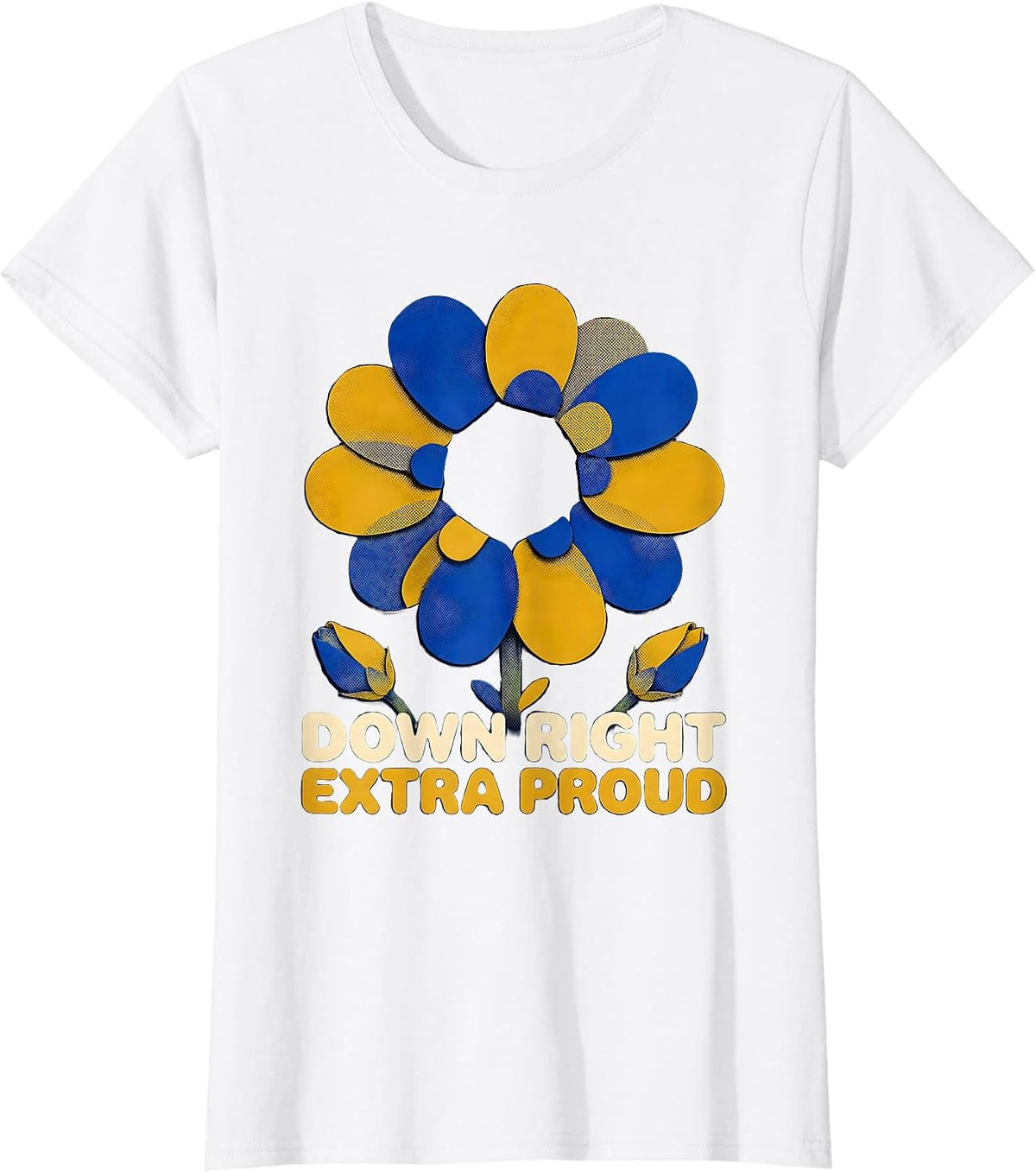 Women's Down Right Extra Proud Retro 70s Down Syndrome Awareness T-Shirt - White