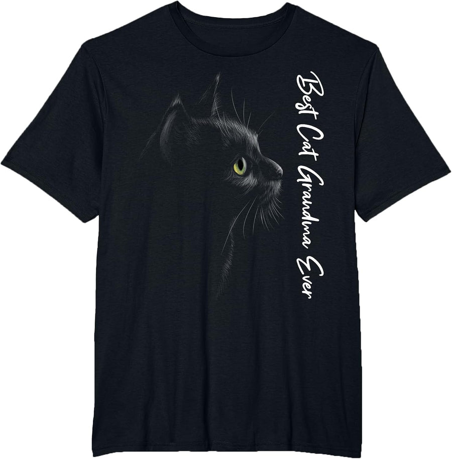 Best Cat Grandma Ever Cats Cat T-Shirt - Black
