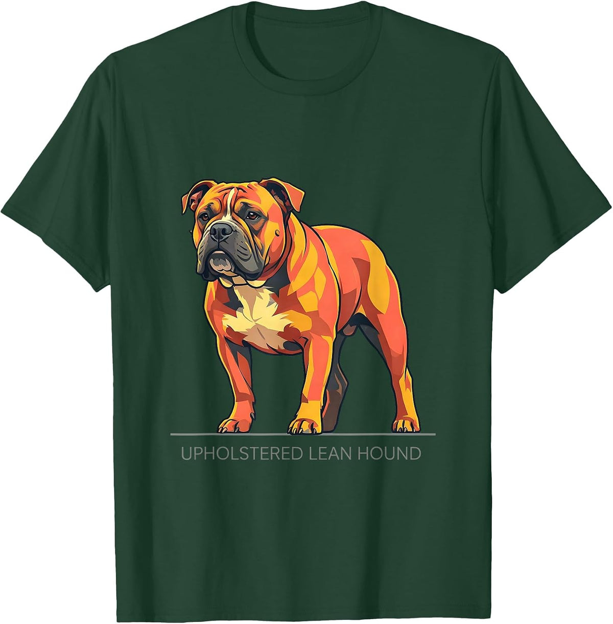 Men's Upholstered Lean Hound Funny Pit Bull Dog Mom Humor T-Shirt - Dark Green