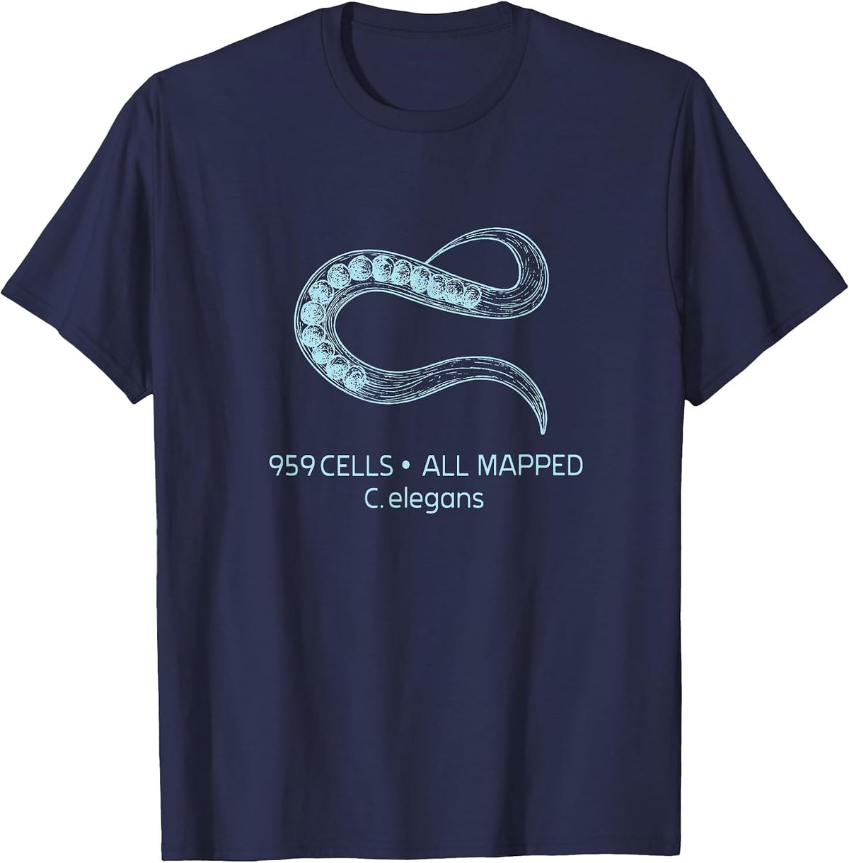 959 Cell All Mapped Biology Funny C Elegans T-Shirt - Navy Blue