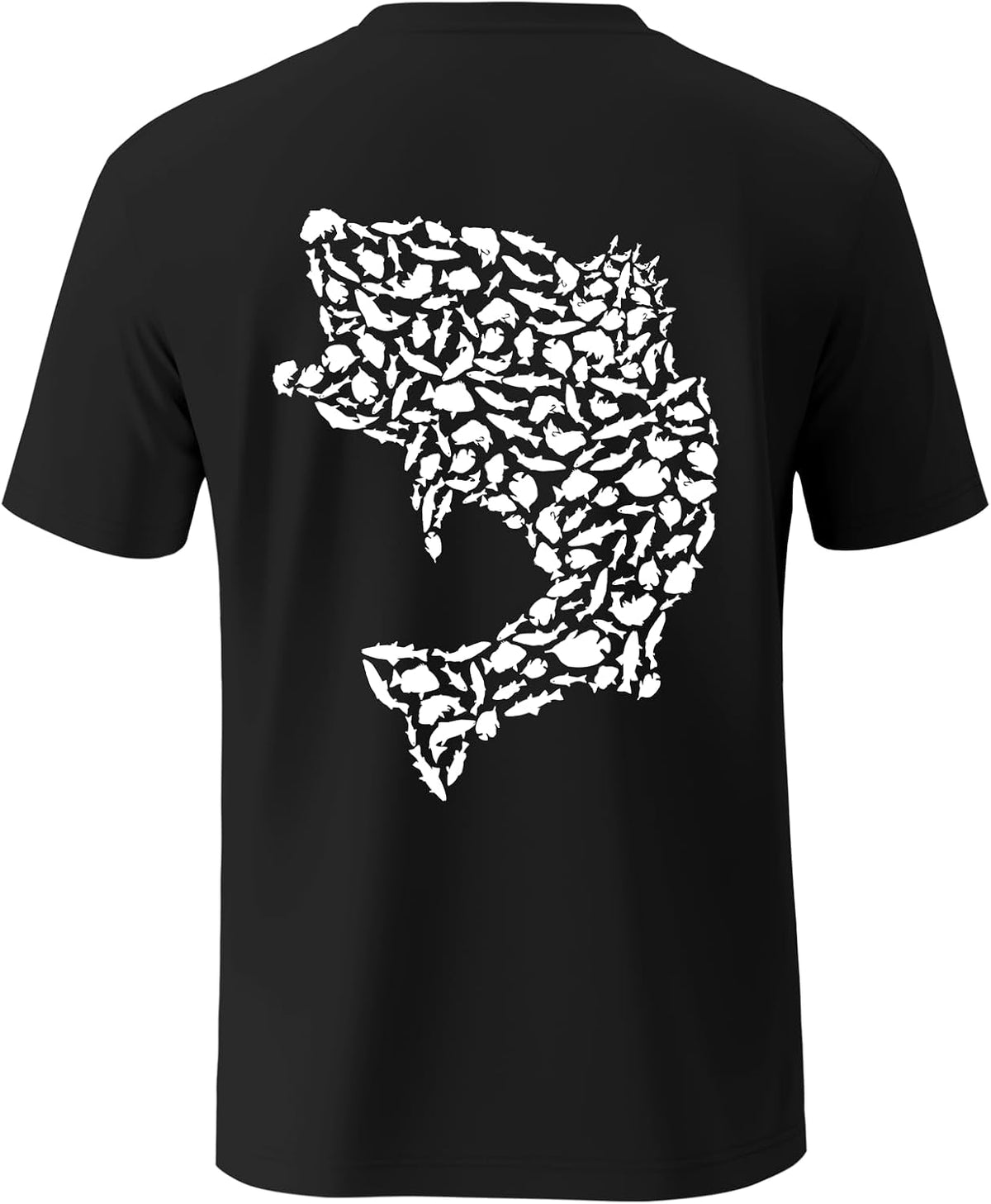 Palmyth Mens Fishing Shirts UPF 50+ Quick Dry Short Sleeve Tee - Black \/ Bass